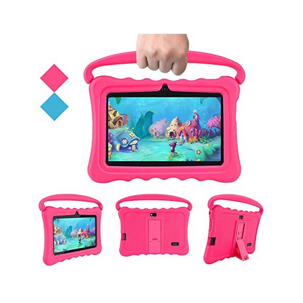 Tablet dětský s uchem 7" silikonové pouzdro 1G/16GB Android růžový