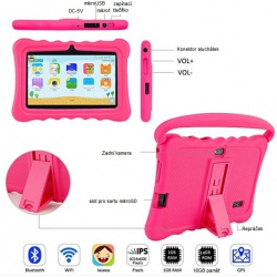 Tablet dětský s uchem 7" silikonové pouzdro 1G/16GB Android růžový(4)