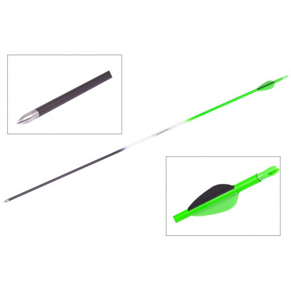 Goodgoods zelený karbonový šíp do luku 30" průměr 6 mm plastové letky Goodgoods zelený karbonový šíp do luku 30" průměr 6 mm plastové letky