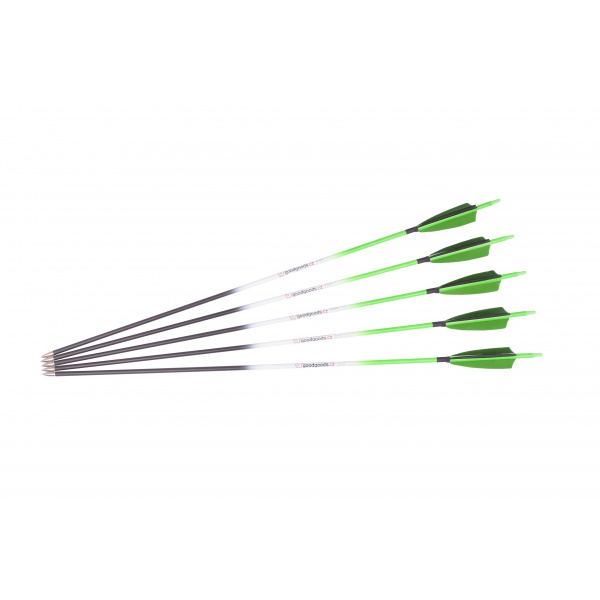 Goodgoods zelený karbonový šíp do luku 32" průměr 7 mm krocaní peří