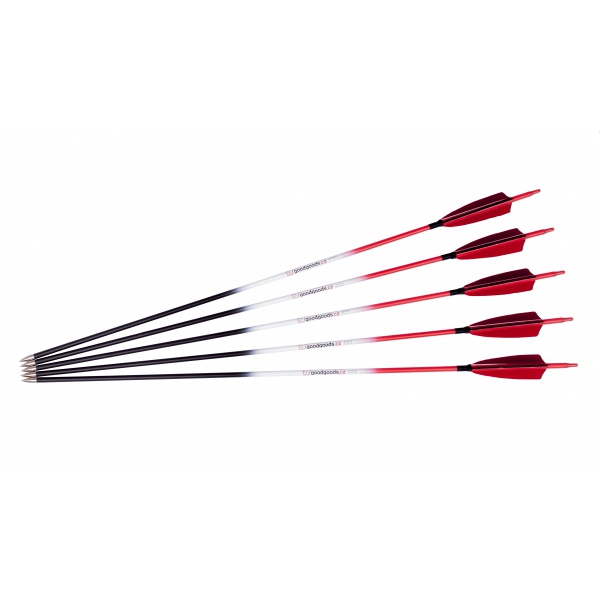 Goodgoods červený karbonový šíp do luku 32" průměr 7 mm krocaní peří