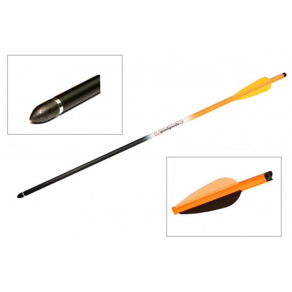 Šíp karbonový 22" do kuše s výměnným hrotem 9mm x 55,8cm oranžový