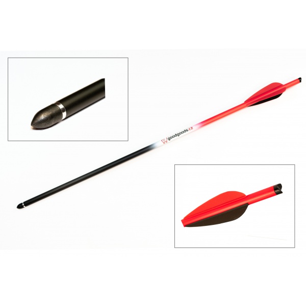 Šíp karbonový 18" do kuše s výměnným hrotem 9mm x 45,7cm červený Šíp karbonový 18" do kuše s výměnným hrotem 9mm x 45,7cm červený