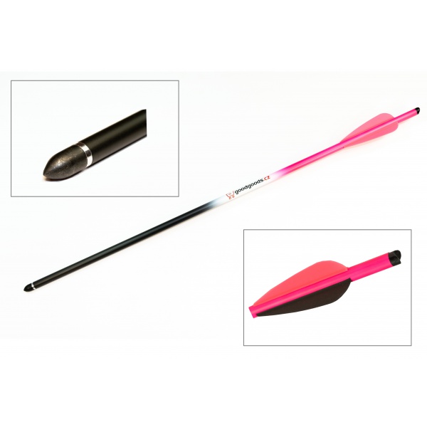 Šíp karbonový 16" do kuše s výměnným hrotem 9mm  x 40,6cm růžový