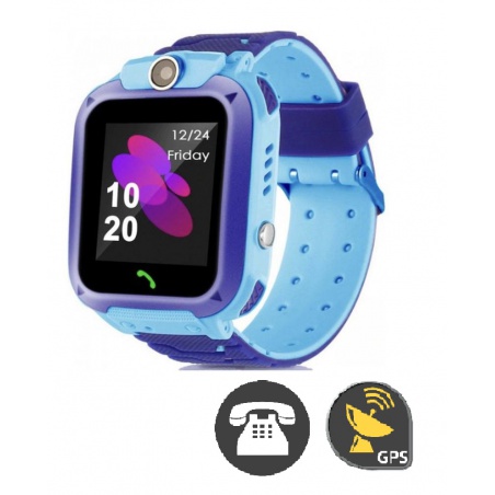 Telefonní dětské GPS hodinky SIM modré voděodolné  (1)