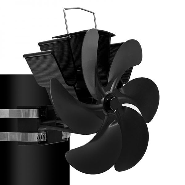Kaminofen Ventilator Valiant Remora schwarz zur Befestigung am Rauchrohr
