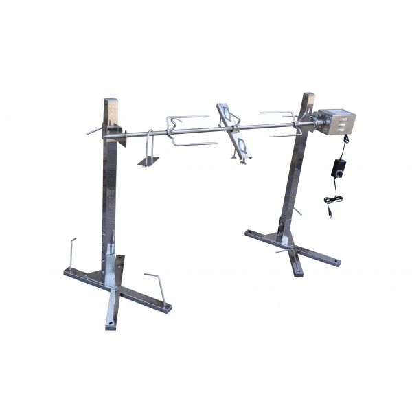 Grilovací jehla na kuřata rožeň set s motorem a stojanem 100 cm 40 kg