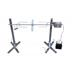 Grilovací jehla na kuřata rožeň set s motorem a stojanem 100 cm 40 kg