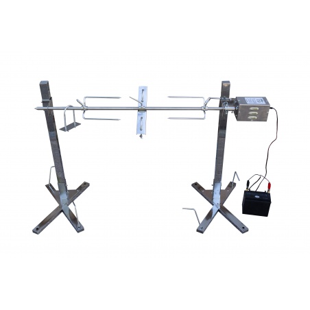 Grilovací jehla na kuřata rožeň set s motorem a stojanem 100 cm 40 kg