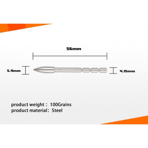 Ss Point Tip File Steel Bullet Point Tip For Inner Diameter 5,6 mm Arrow Shaft
