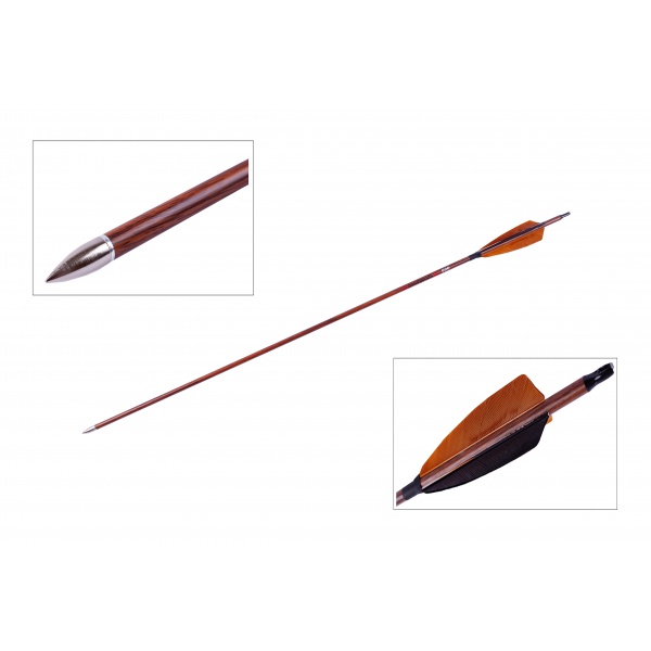 Goodgoods karbonový šíp do luku v dekoru dřeva 30" průměr 7 mm krocaní peří