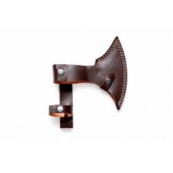 Ručně kovaná vikingská sekera Dragon Axe s leptanými severskými motivy a koženým pouzd (4)