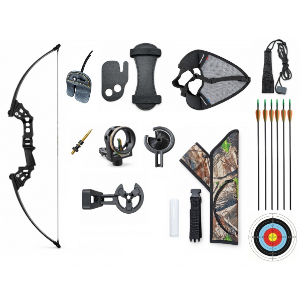 Skládací dlouhý luk Marlin Black 40 lbs 51" set s bohatým příslušenstvím