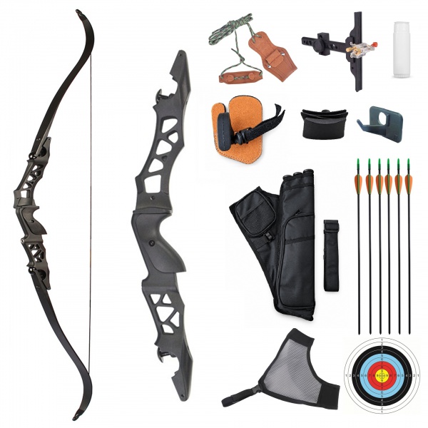 Skládací reflexní luk 30 lbs Eagle Black 60" s bohatým příslušenstvím